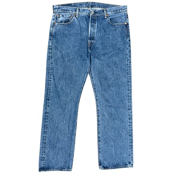 EUC Men's LEVI'S® 501™ Original Fit Straight Leg Button Fly Jeans | Size 35 X 30 - Picture 4 of 13